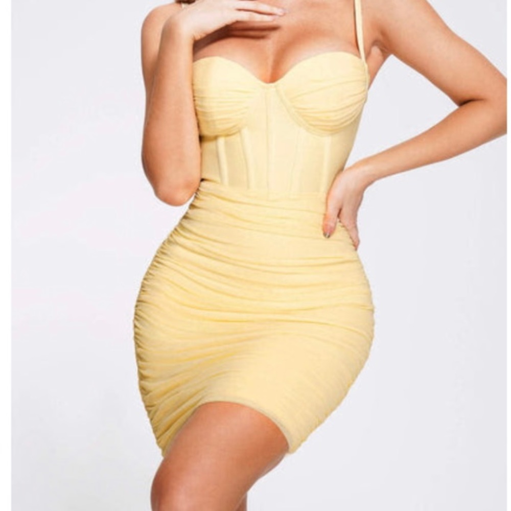 Yoli Mesh Corset Mini Dress - Yellow